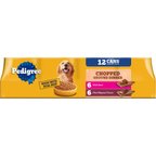 Pedigree Chopped Ground Dinner Filet Mignon Flavor & Beef Adult Canned Wet Dog Food Variety Pack, 13.2-oz, case of 12