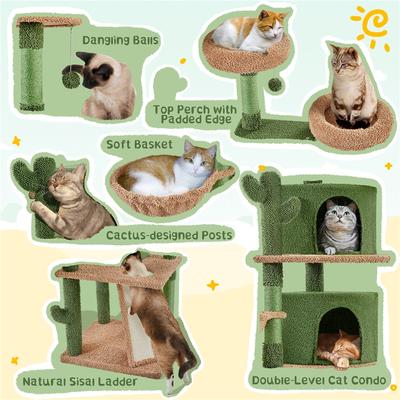 Show full view: Yaheetech 66-in Cactus Cat Tree, Green/Brown slide 5 of 8