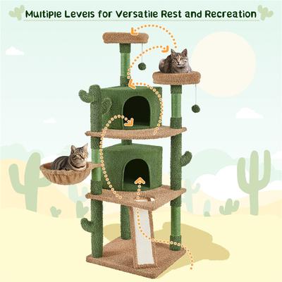 Show full view: Yaheetech 66-in Cactus Cat Tree, Green/Brown slide 3 of 8