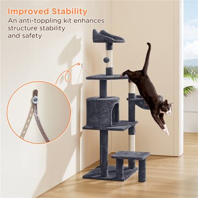 Show full view: Yaheetech 57-in Cat Tree for Indoor Cats, Medium, Dark Gray slide 5 of 10