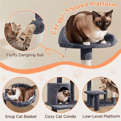 Show full view: Yaheetech 57-in Cat Tree for Indoor Cats, Medium, Dark Gray slide 4 of 10