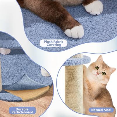 Show full view: Yaheetech 35.5-in Cat Tree with Space Capsule for Kittens, Small, Blue & Beige slide 4 of 10