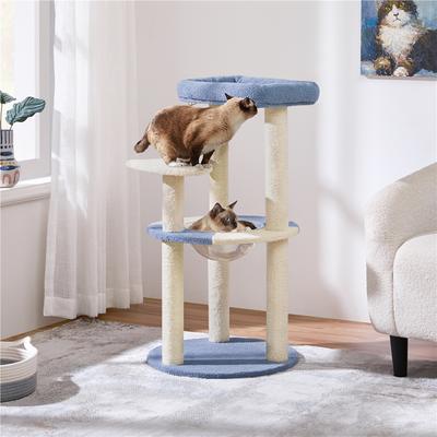 Show full view: Yaheetech 35.5-in Cat Tree with Space Capsule for Kittens, Small, Blue & Beige slide 2 of 10