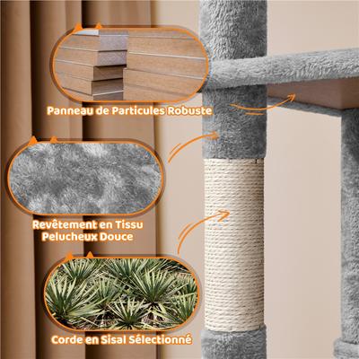 Show full view: Yaheetech 59-in Plush Cat Tree & Condo, Light Gray slide 6 of 7