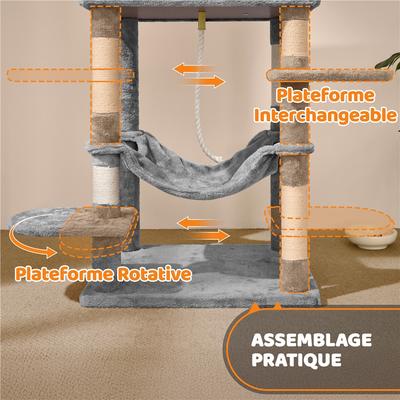 Show full view: Yaheetech 59-in Plush Cat Tree & Condo, Light Gray slide 5 of 7