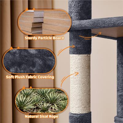 Show full view: Yaheetech 59-in Plush Cat Tree & Condo, Dark Gray slide 5 of 7