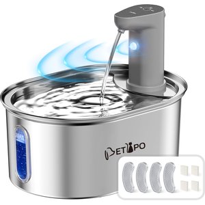 Petlipo Cordless Stainless Steel Cat Water Fountain, 3.2-l