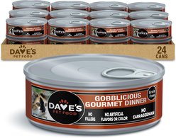 Dave's Pet Food Naturally Healthy Gobblicious Gourmet Grain-Free Pate Wet Canned Cat Food, 5.5-oz can, case of 24