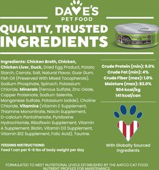 Dave's Pet Food Naturally Healthy Farmyard Fowl Chicken & Duck Recipe Grain-Free Canned Wet Cat Food, 5.5-oz can, case of 24 slide 2 of 9