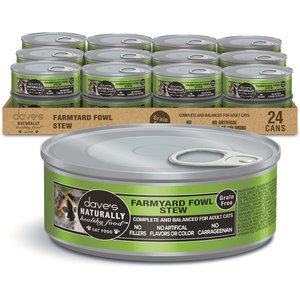 Dave's Pet Food Naturally Healthy Farmyard Fowl Chicken & Duck Recipe Grain-Free Canned Wet Cat Food, 5.5-oz can, case of 24