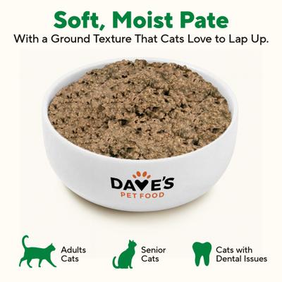Show full view: Dave's Pet Food 95% Chicken & Chicken Liver Pate Limited Ingredient Grain-Free Canned Wet Cat Food, 5.5-oz, case of 24 slide 8 of 12