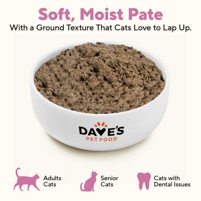 Show full view: Dave's Pet Food Naturally Healthy Grain-Free Beef & Chicken Dinner Pate Canned Wet Cat Food, 12.5-oz, case of 12 slide 8 of 12