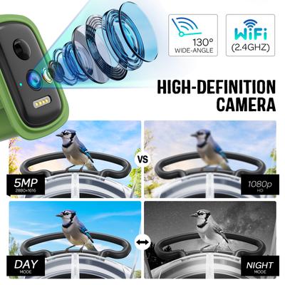 Show full view: LONA Love Nature Smart Finch Wild Bird Tube Feeder with Camera, Green, 1.3-L slide 6 of 9