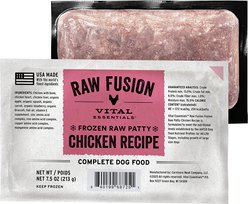 Vital Essentials RAW FUSION Frozen Raw Patties Grain-Free Chicken Recipe Dog Food, 4.7-lb box