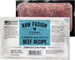 Vital Essentials RAW FUSION Frozen Raw Patties Grain-Free Beef Recipe Dog Food, 4.7-lb box
