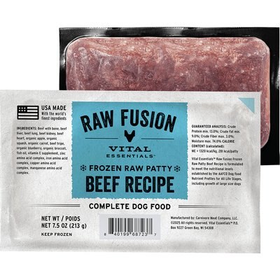 Vital Essentials Vital Essentials RAW FUSION Frozen Raw Patties Grain-Free Beef Recipe Dog Food, 4.7-lb box