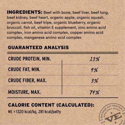 Show full view: Vital Essentials RAW FUSION Frozen Raw Patties Grain-Free Beef Recipe Dog Food, 4.7-lb box slide 4 of 11