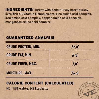 Show full view: Vital Essentials Frozen Raw Patties Grain-Free Turkey Entree Dog Food, 4.7-lb box slide 4 of 11