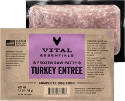 Vital Essentials Frozen Raw Patties Grain-Free Turkey Entree Dog Food, 4.7-lb box