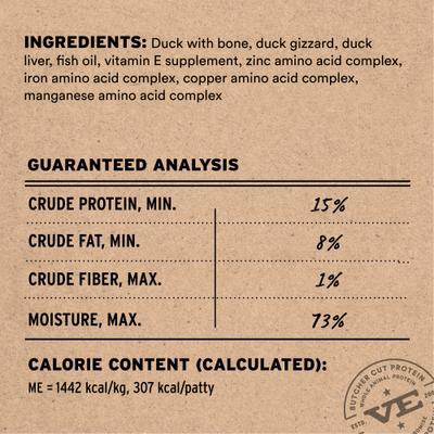 Show full view: Vital Essentials Frozen Raw Patties Grain-Free Duck Entree Dog Food, 4.7-lb box slide 4 of 11