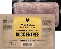 Vital Essentials Frozen Raw Patties Grain-Free Duck Entree Dog Food, 4.7-lb box