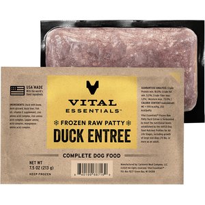 Vital Essentials Frozen Raw Patties Grain-Free Duck Entree Dog Food, 4.7-lb box