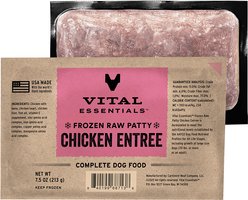 Vital Essentials Frozen Raw Patties Grain-Free Chicken Entree Dog Food, 4.7-lb box