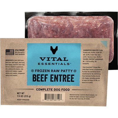 Vital Essentials Vital Essentials Frozen Raw Patty Grain-Free Beef Entree Dog Food, 4.7-lb box