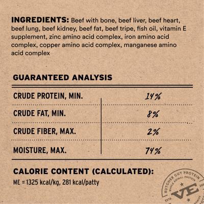 Show full view: Vital Essentials Frozen Raw Patty Grain-Free Beef Entree Dog Food, 4.7-lb box slide 4 of 11