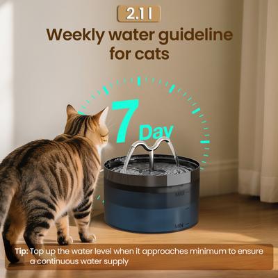 Show full view: EOX Dual Water Flow Faucet Plastic Cat Water Fountain, Black, 71-oz slide 4 of 6