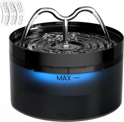 EOX Dual Water Flow Faucet Plastic Cat Water Fountain, Black, 71-oz