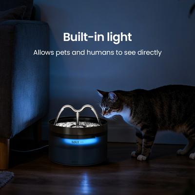 Show full view: EOX Dual Water Flow Faucet Plastic Cat Water Fountain, Black, 71-oz slide 6 of 6