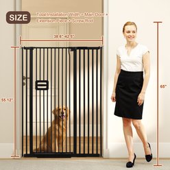 SMONTER Extra Tall Pressure Mounted Auto Close Dog & Cat Gate Extension, Black, 42 x 55-in slide 2 of 7