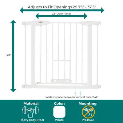 Show full view: MyPet Wide Walk Through EasyPass Pet Gate, 30" High - White slide 7 of 11
