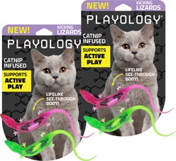 Playology Lizards with Bugs Cat Toy with Catnip, 2 count, bundle of 2