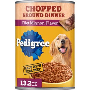 Pedigree Chopped Ground Dinner Filet Mignon Flavor Wet Dog Food, 13.2-oz can, case of 12