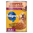 Pedigree Chopped Ground Dinner Filet Mignon Flavor Wet Dog Food, 13.2-oz can, case of 12