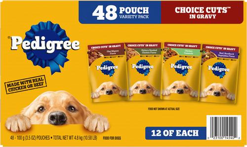 Show full view: Pedigree Choice Cuts in Gravy Adult Variety Pack Dog Soft Wet Food, 3.5-oz pouches, 48 count slide 3 of 11