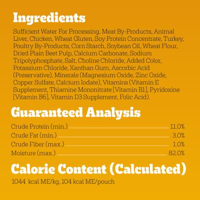 Show full view: Pedigree High Protein Chicken & Turkey Cuts in Gravy Adult Dog Wet Food, 3.5-oz pouches, 16 count slide 7 of 11