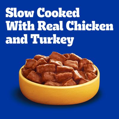 Show full view: Pedigree High Protein Chicken & Turkey Cuts in Gravy Adult Dog Wet Food, 3.5-oz pouches, 16 count slide 5 of 11