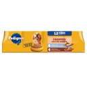 Pedigree Chopped Ground Dinner Liver & Beef, Beef, Bacon & Cheese Flavor with Chicken Adult Canned Wet Dog Food Combo Variety Pack, 13.2-oz, 12 count