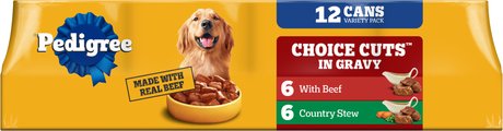 Pedigree Choice Cuts In Gravy Beef & Country Stew Adult Canned Wet Dog Food Variety Pack, 13.2-oz can, c...
