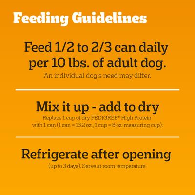 Show full view: Pedigree High Protein Beef & Lamb Flavor in Gravy & Chicken & Turkey Flavor in Gravy Variety Pack Adult Canned Wet Dog Food, 13.2-oz can, case of 12 slide 8 of 11