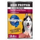 Pedigree High Protein Beef & Lamb Flavor in Gravy Canned Wet Dog Food, 13.2-oz can, case of 12