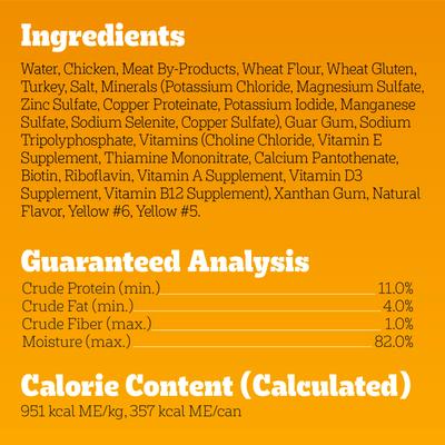 Show full view: Pedigree High Protein Chicken & Turkey Flavor in Gravy Canned Wet Dog Food, 13.2-oz can, case of 12 slide 7 of 11