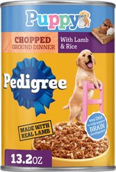 Pedigree Puppy Chopped Ground Lamb & Rice Recipe Wet Canned Dog Food, 13.2-oz can, case of 12