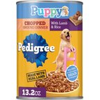 Pedigree Puppy Chopped Ground Lamb & Rice Recipe Wet Canned Dog Food, 13.2-oz can, case of 12