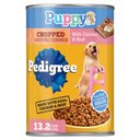 Pedigree Chopped Ground Dinner with Chicken & Beef Puppy Canned Wet Dog Food, 13.2-oz, case of 12