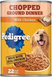 Pedigree Chopped Ground Dinner with Chicken Adult Canned Wet Dog Food, 22-oz, case of 12