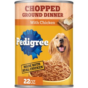 Pedigree Chopped Ground Dinner with Chicken Adult Canned Wet Dog Food, 22-oz, case of 12